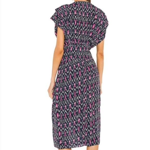 Isabel Marant Etoile Almeya Ikat Print Midi Dress in Faded Night Sz 8 - Picture 2 of 11
